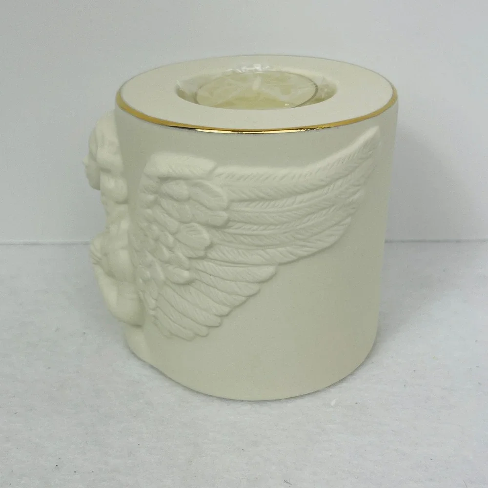 Lenox Radiant Light Angel Votive Ivory Porcelain Gold Trim Candle Holder 863056